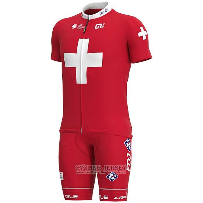 2020 Cycling Jersey Groupama-FDJ Champion Switzerland Short Sleeve And Bib Short